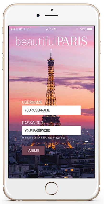 Beautiful Paris App: Screen 1