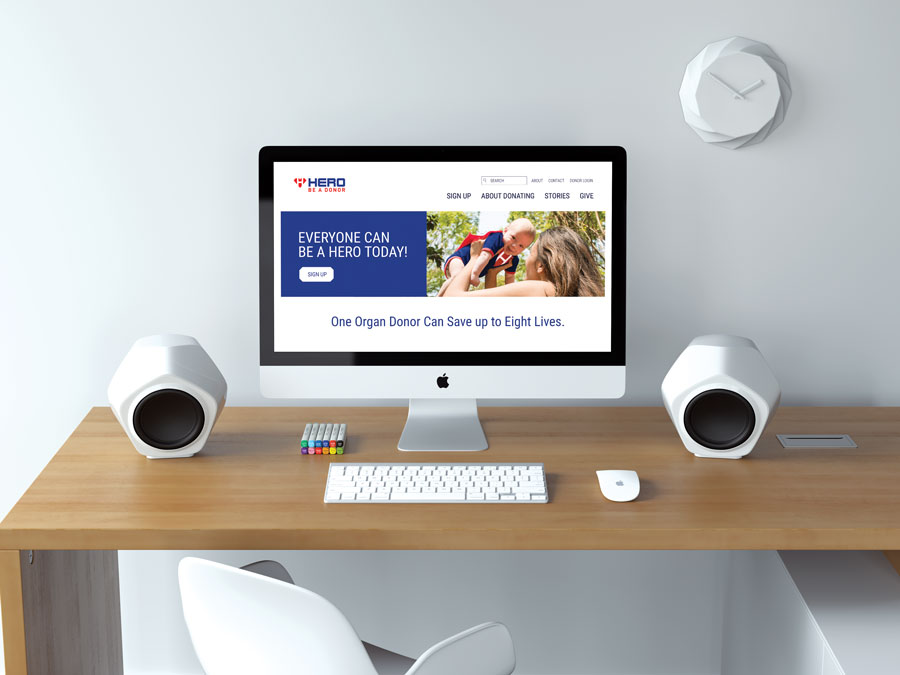 Hero website: home page on an iMac Mockup