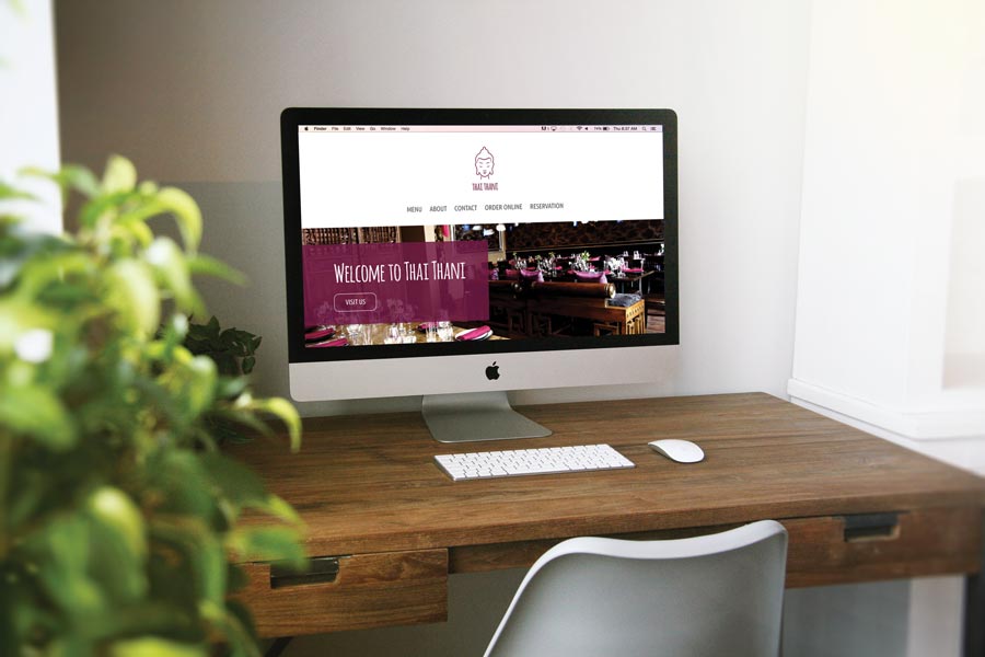 Thai Thani Restaurant: Thai Thani website on a computer mockup