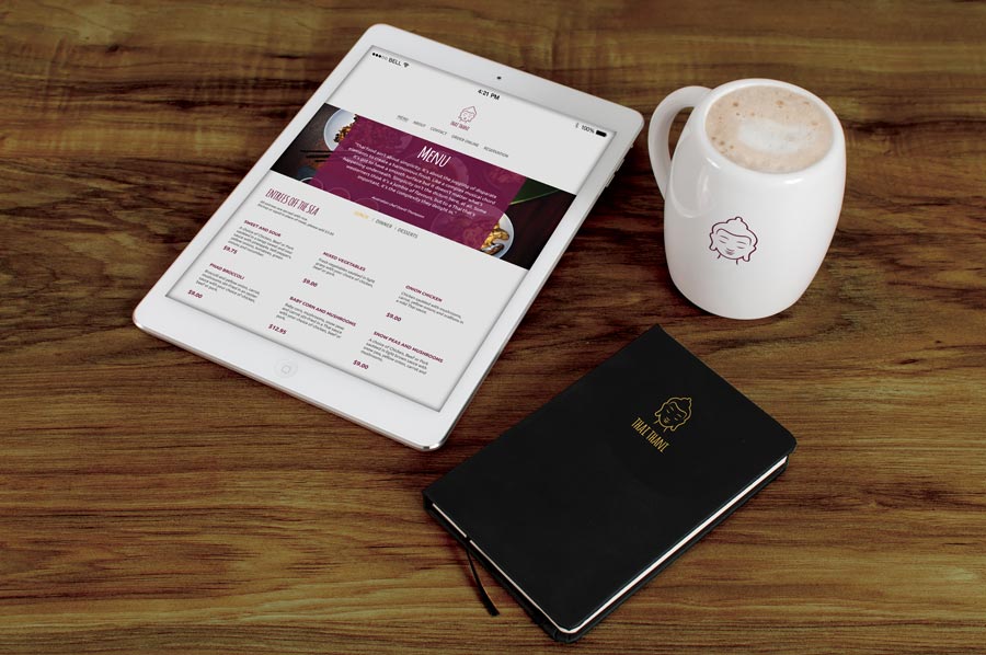 Thai Thani Restaurant: Thai Thani website on a tablet mockup